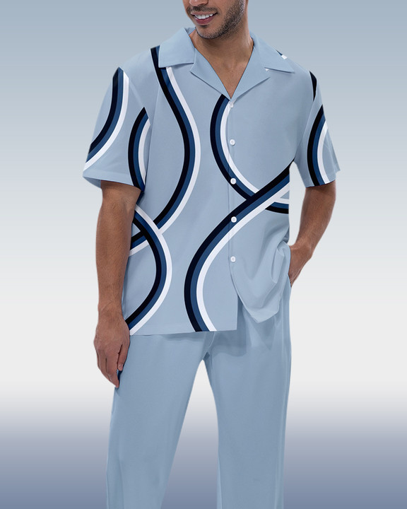 Camisa Rianmond de moda estampado de manga corta Walking Set 3 Colors 287 para hombre
