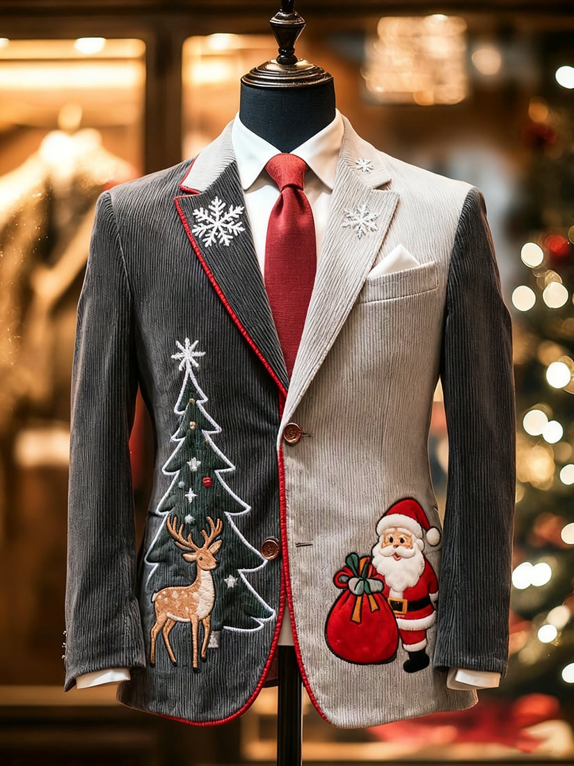 Saco vintage casual Christmas Party pana para hombre