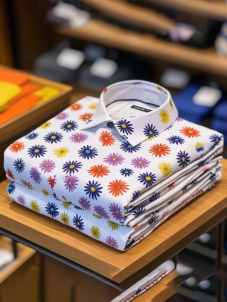 Camisa casual estampado de manga larga para hombre