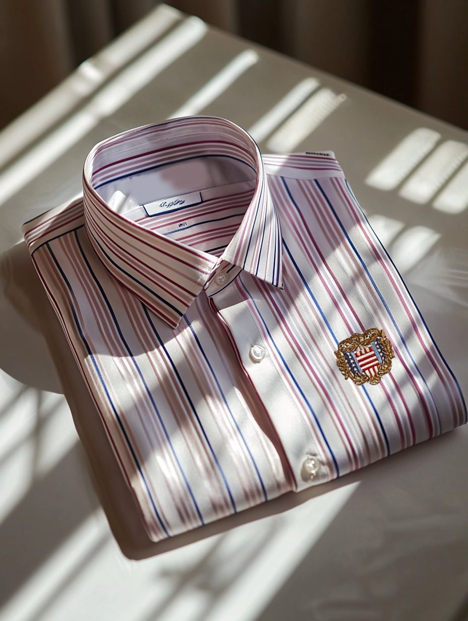 Camisa satén Independence Day ejecutivo rayas casual de manga corta Button para hombre