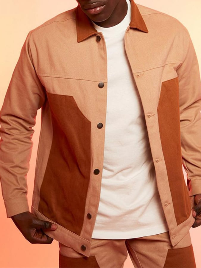 Chaqueta de moda Contrast Color holgado para hombre