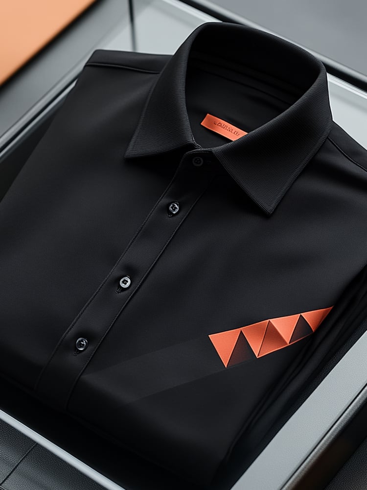 Camisa polo ejecutivo casual Art geométrico Button de manga corta para hombre