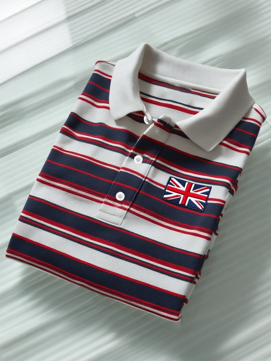Camisa polo ejecutivo casual Union Jack Button de manga corta para hombre