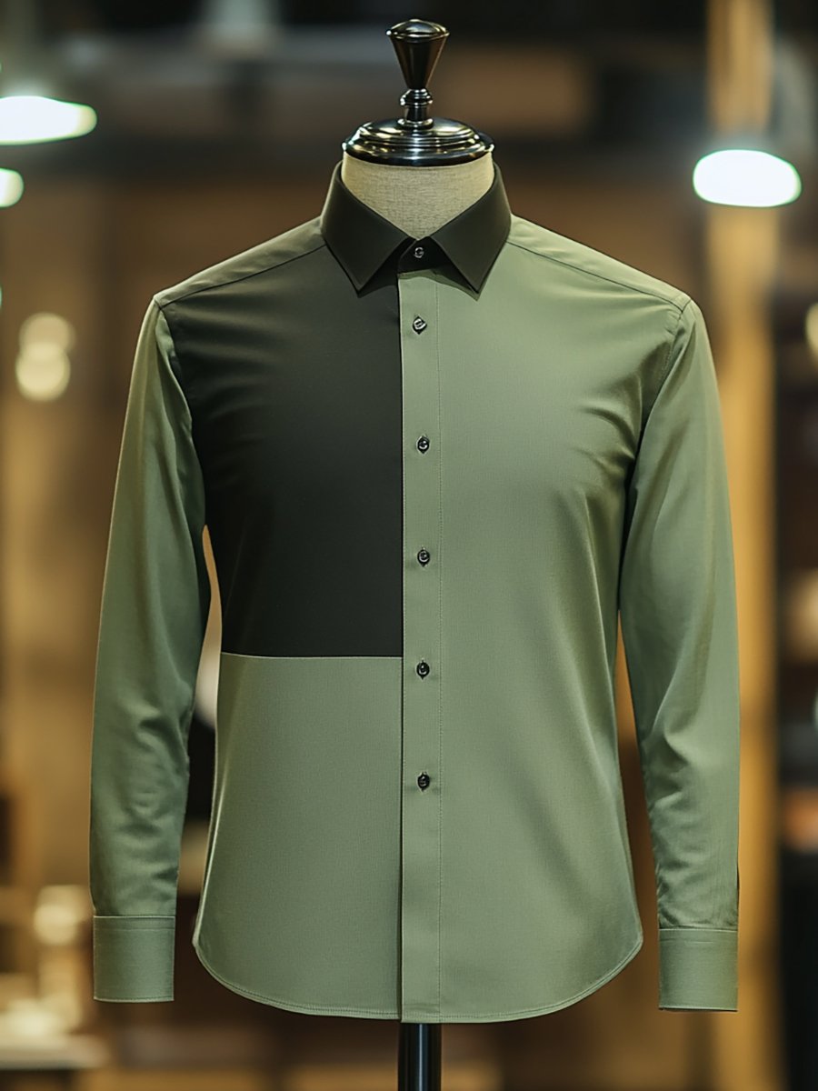 Camisa para exterior casual Contrast Color de manga larga para hombre