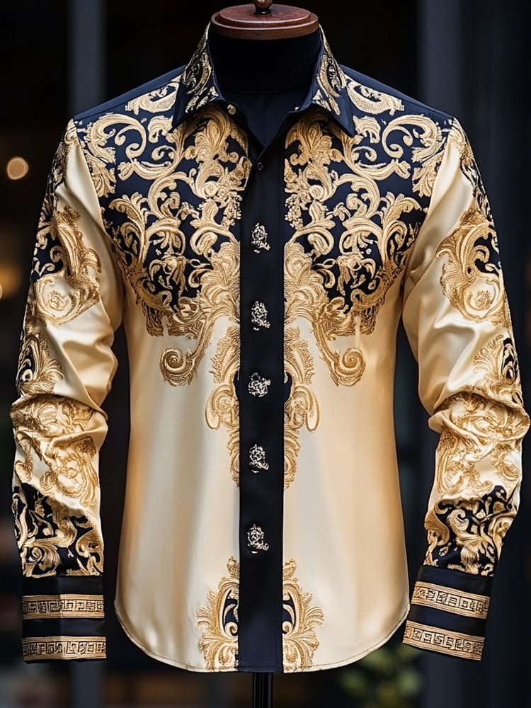 Camisa satén Luxe de manga larga con botones para hombre