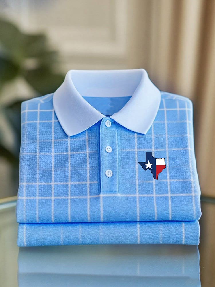 Camisa polo ejecutivo casual Texas Button de manga corta para hombre
