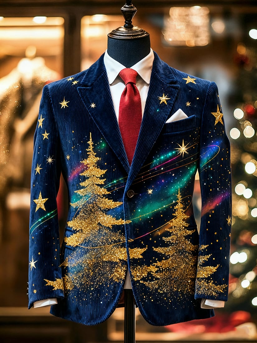 Saco vintage casual Christmas Party pana para hombre