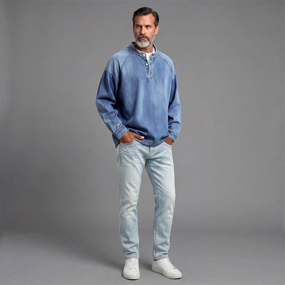 Camisa desgastado Denim casual para hombre