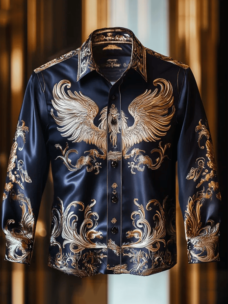 Camisa satén Luxe de manga larga con botones para hombre