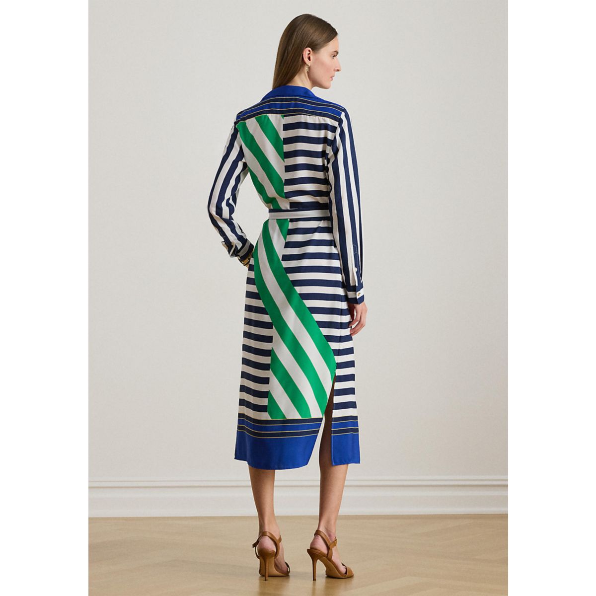 Striped Crepe Shirtdress - 2
