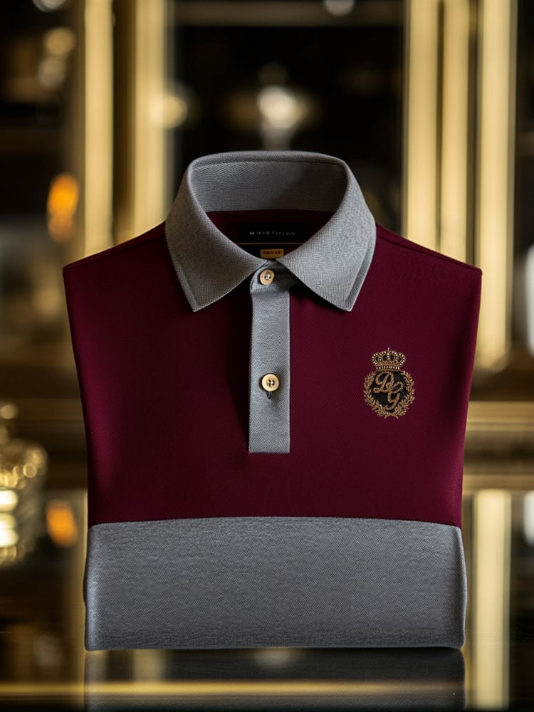 Camisa polo clásico ejecutivo Check Logo Button de manga corta para hombre
