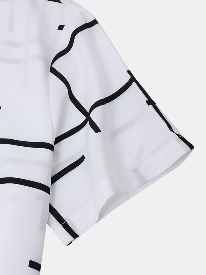 Camisa a rayas Lapel de manga corta