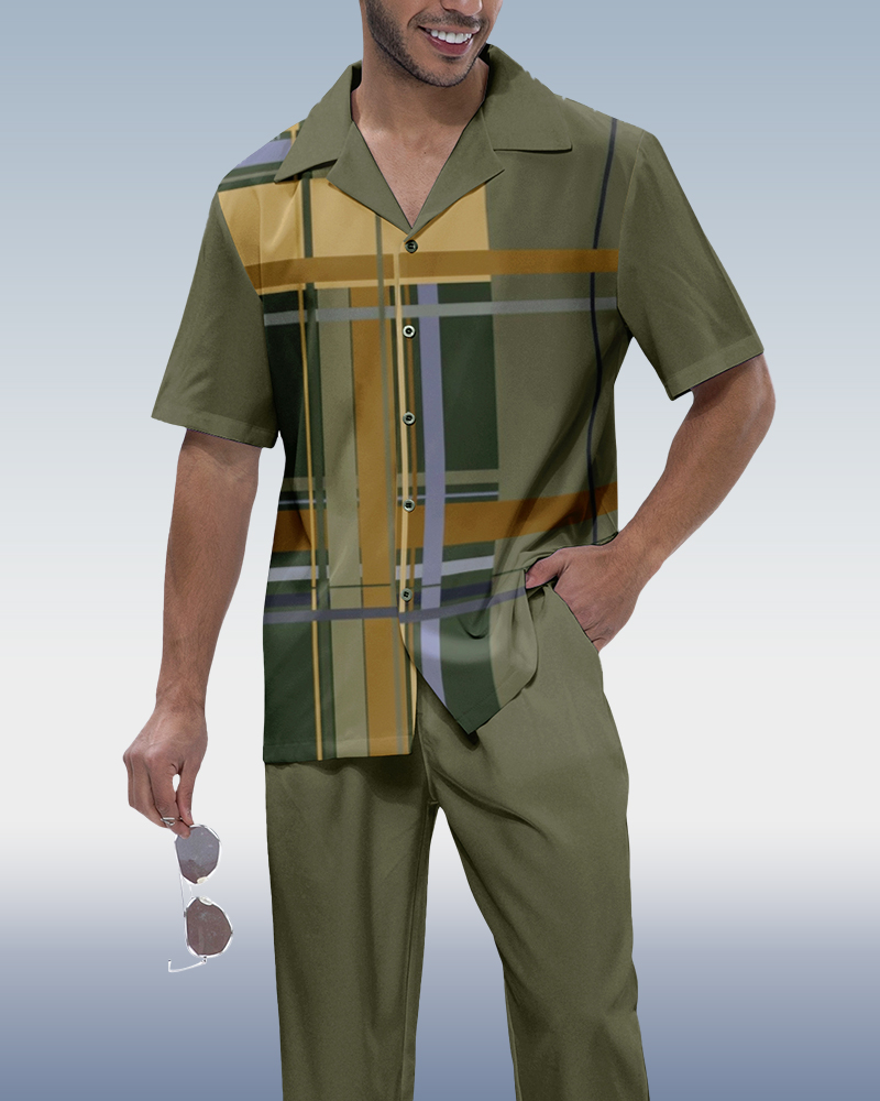 Camisa Rianmond a cuadros estampado de manga corta Walking Set 288 para hombre
