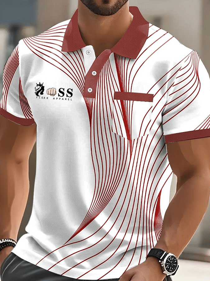 Camisa polo elegantee Letter estampado casual (With bolsillos) para hombre