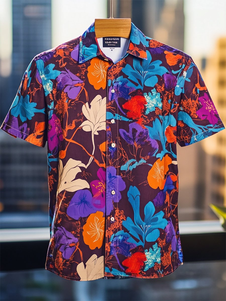 Camisa Resort casual floral Art de manga corta para hombre