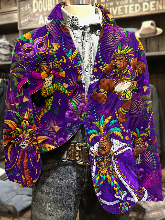 Saco Mardi Gras estampado casual para hombre