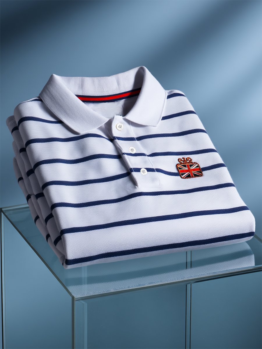 Camisa polo ejecutivo casual Union Jack Button de manga corta para hombre
