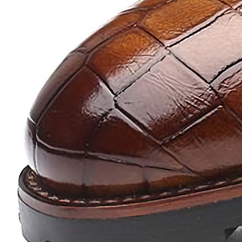 Botas casual Front Lace Up Crocodile diseño cuero para hombre