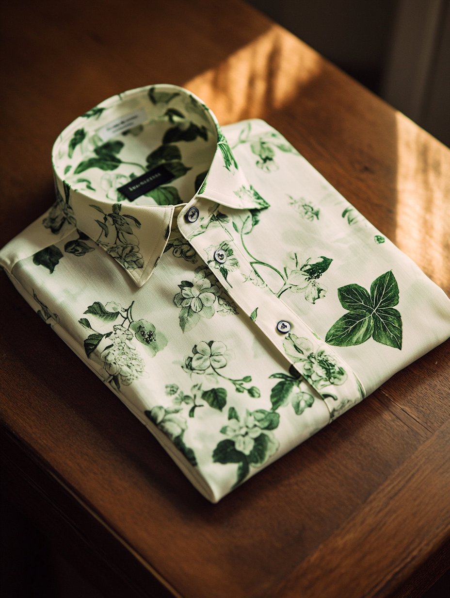 Camisa ejecutivo casual floral solapa de manga corta para hombre