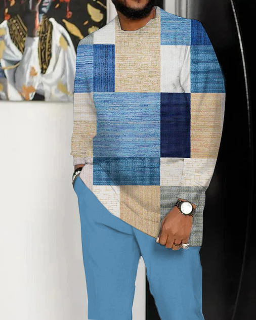 Colorblock estampado de manga larga Walking Suit para hombre
