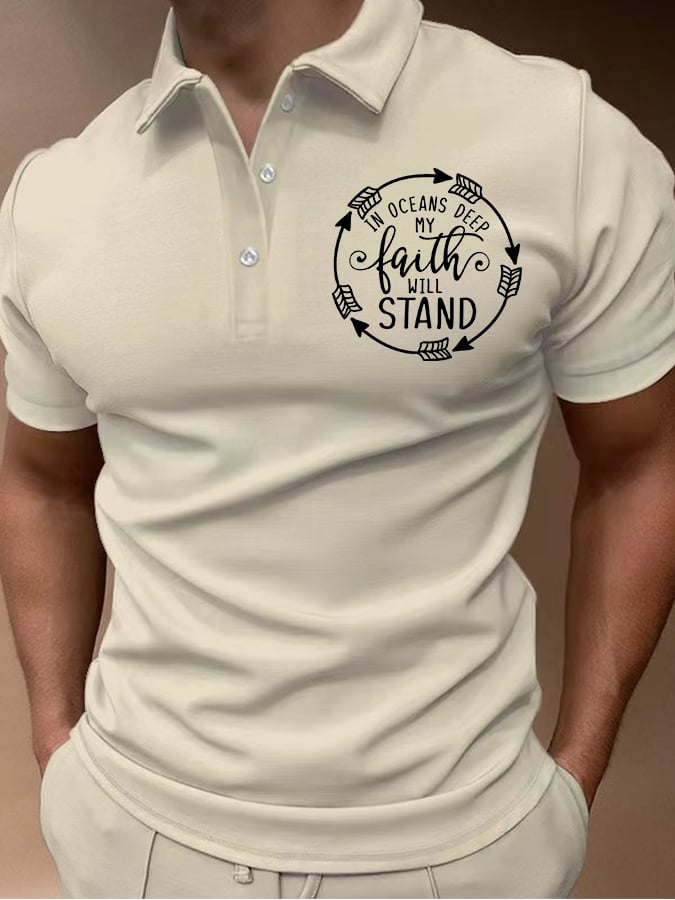 Camisa polo In Oceans Deep My Faith Will Stand de manga corta casual estampado para hombre