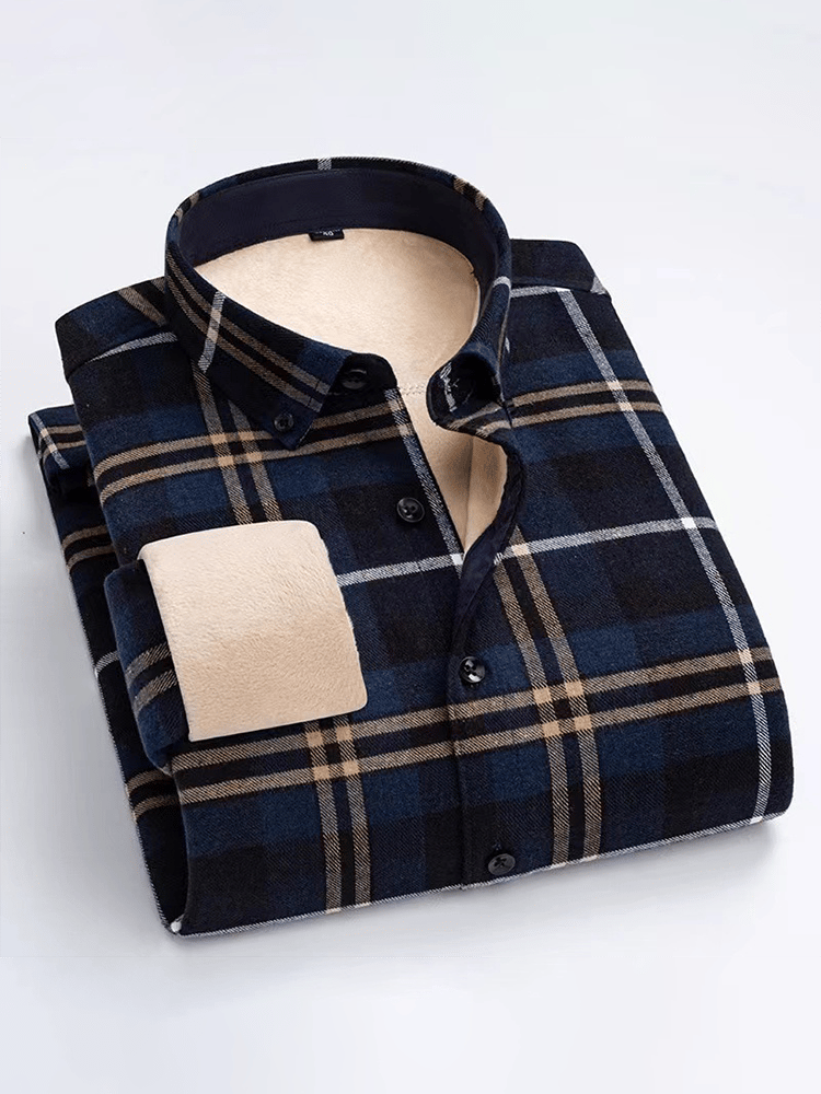 Camisa 100% de algodón plus polar de manga larga ejecutivo para hombre