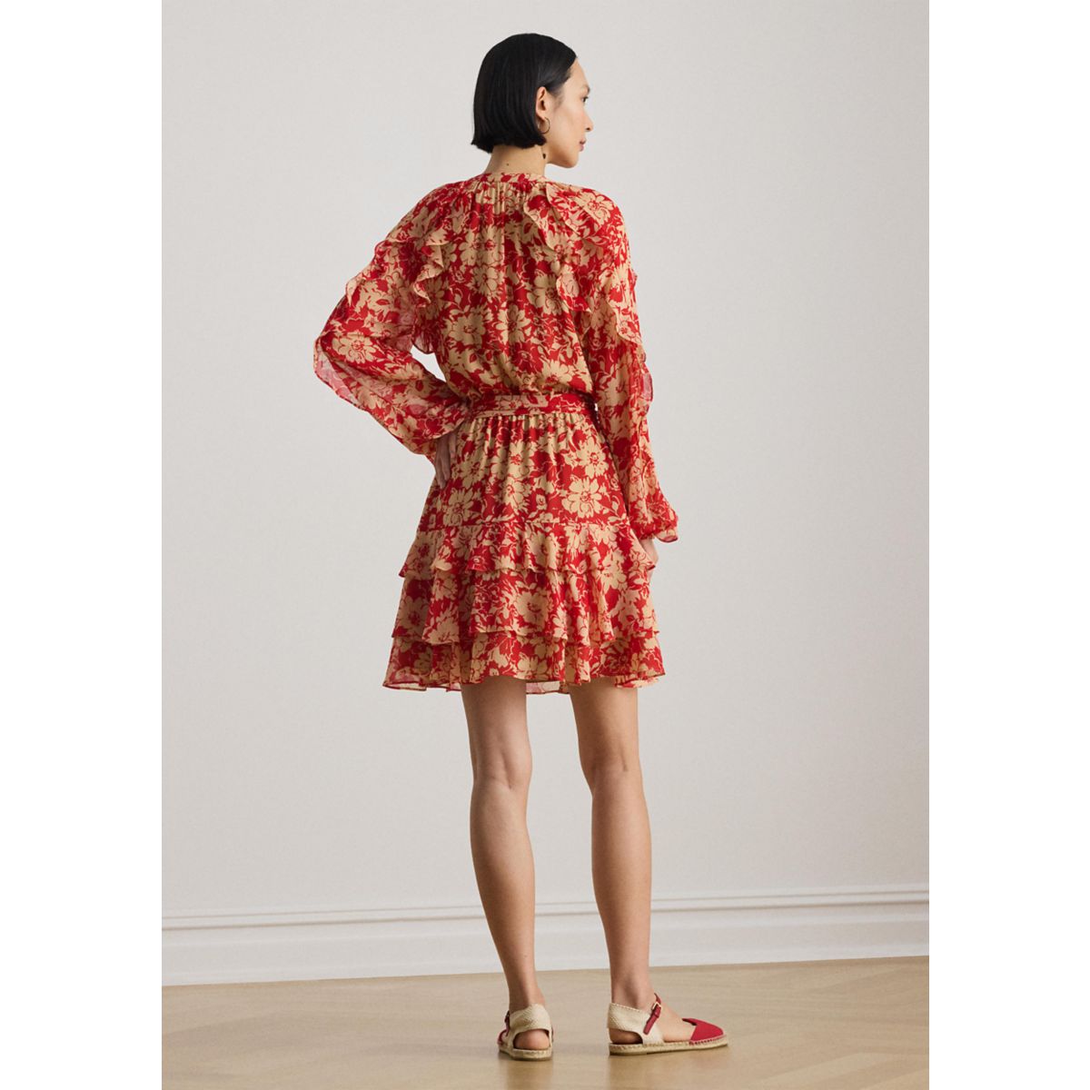 Women's Print Ruffle-Trim Georgette Tiered Dress - 2