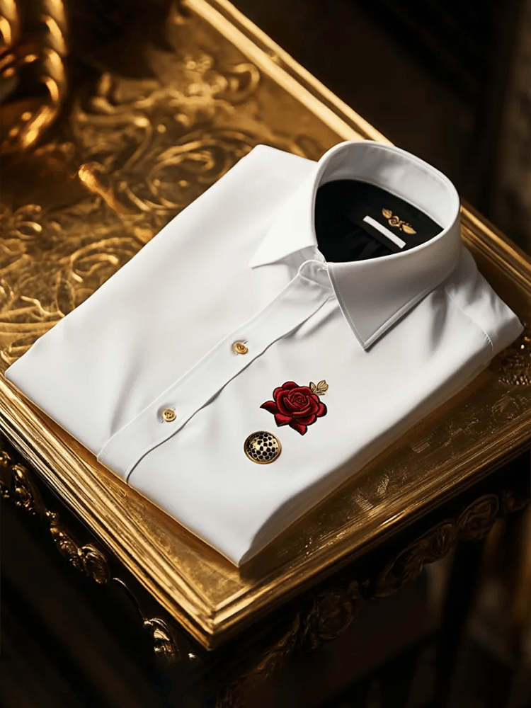 Camisa satén Luxe de manga larga con botones para hombre
