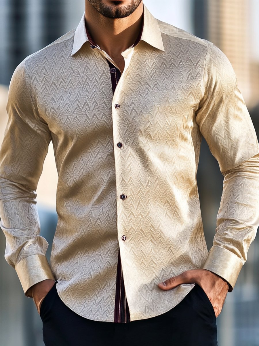 Camisa satén Luxe de manga larga con botones para hombre