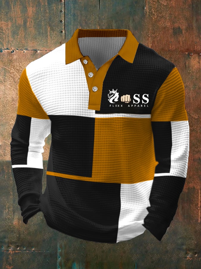 Camisa polo ejecutivo Style Contrast Waffle para hombre
