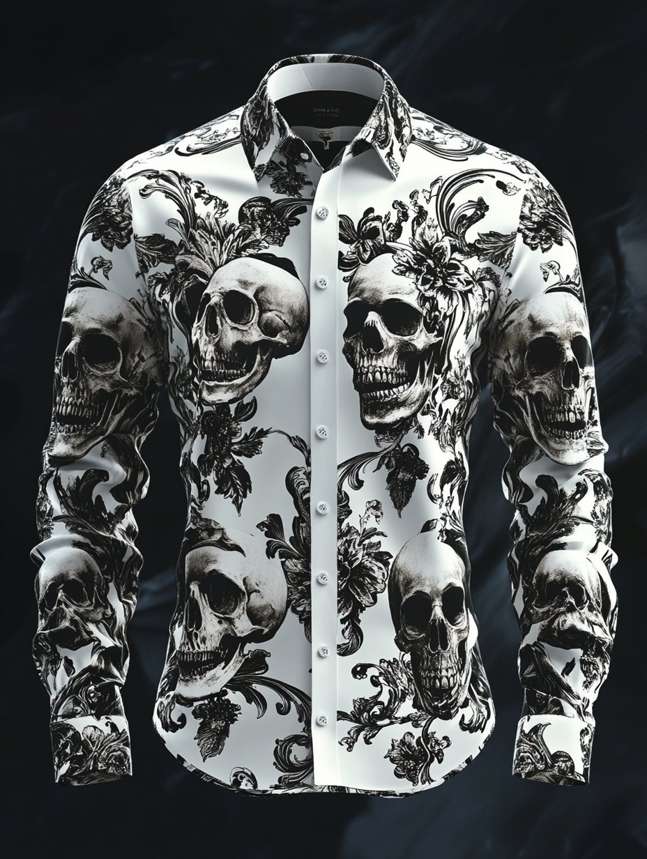 Camisa vintage Art Skull para hombre