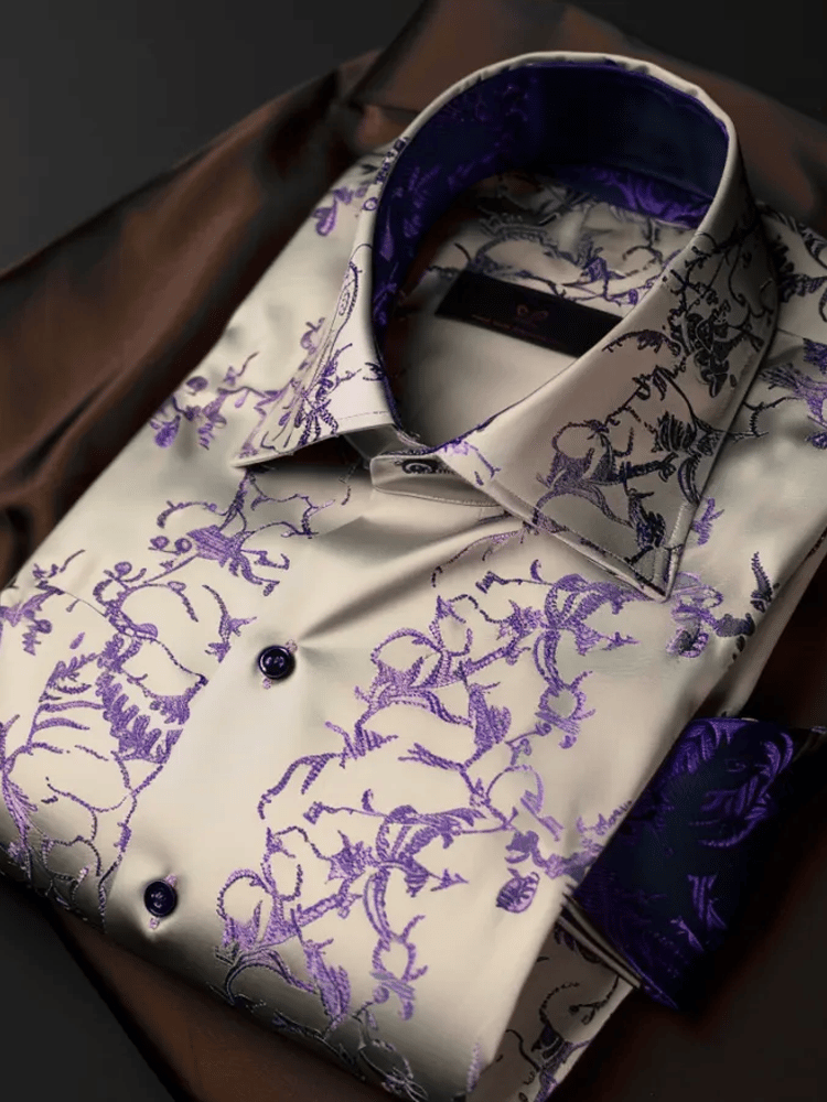Camisa satén Wing de lujo ejecutivo de manga larga para hombre
