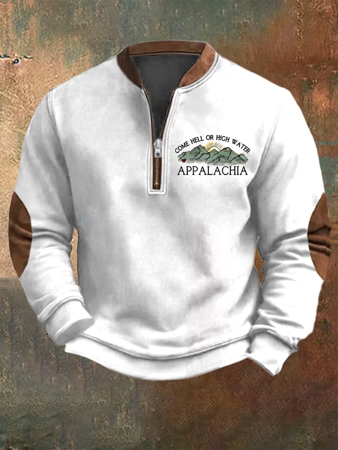 Sudadera Appalachia Strong estampado Zip-Neck para hombre