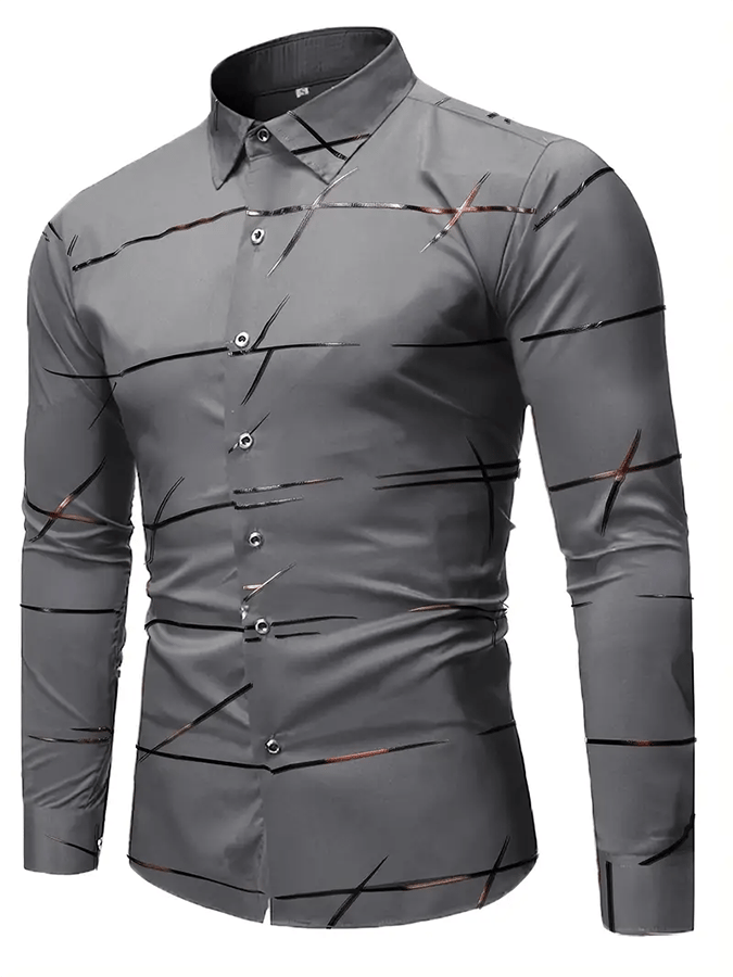 Camisa geométrico ejecutivo casual para hombre