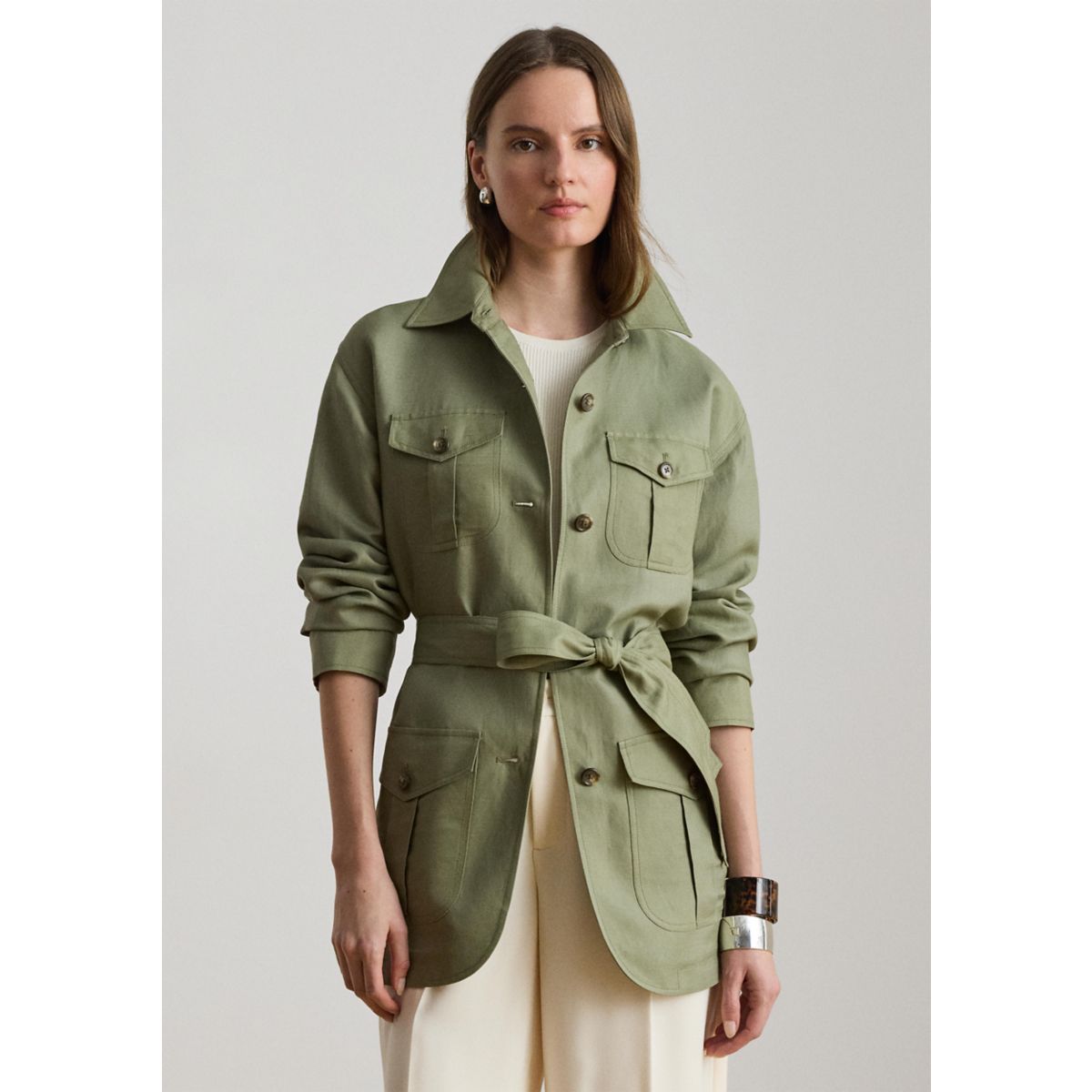 Women's Linen-Blend Twill Field Jacket - 1