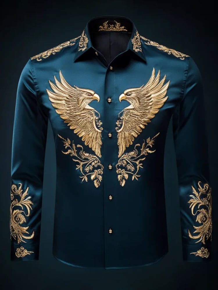 Camisa casual Abstract estampado de manga larga para hombre