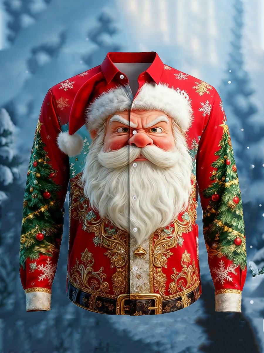 Camisa Santa Claus de manga larga para hombre