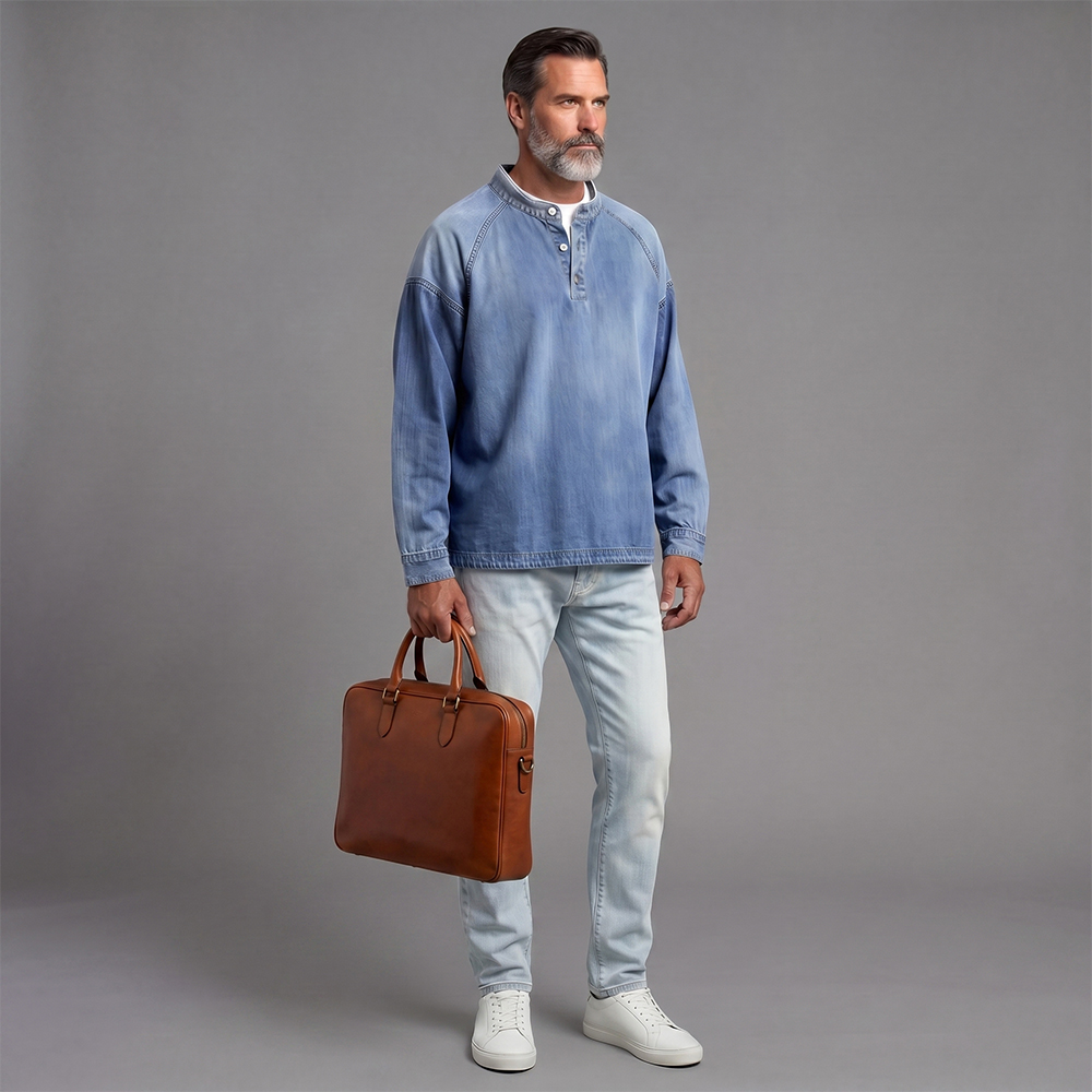 Camisa desgastado Denim casual para hombre