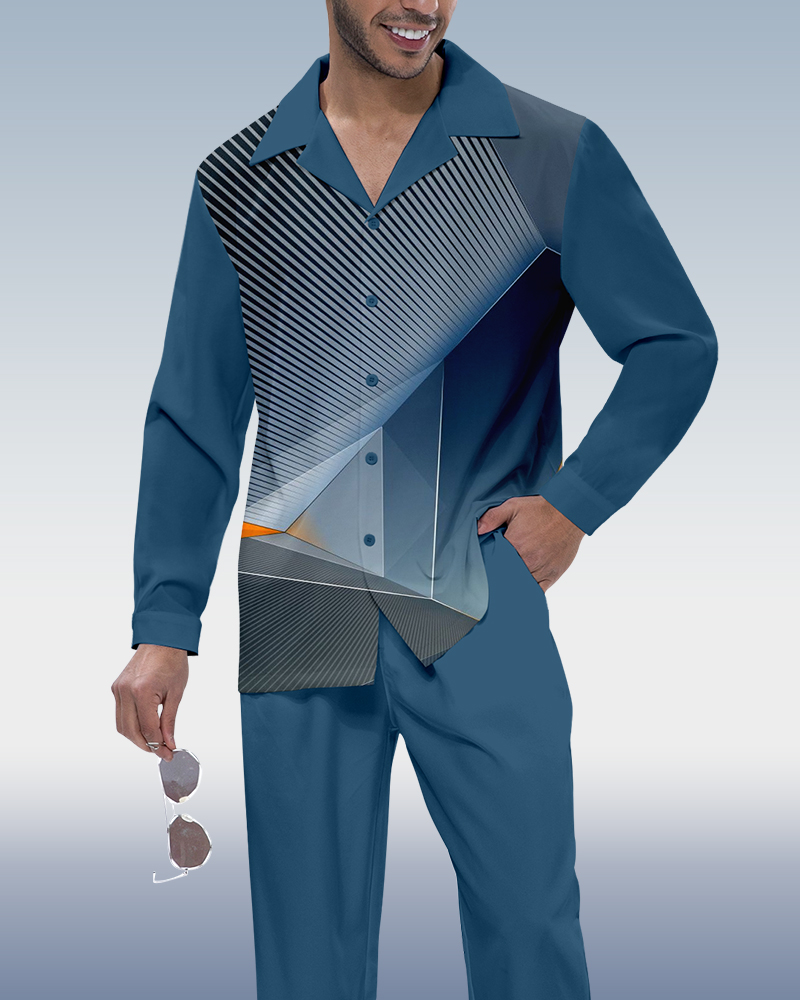 Camisa Gradient estampado de manga larga Walking Suit 372 para hombre