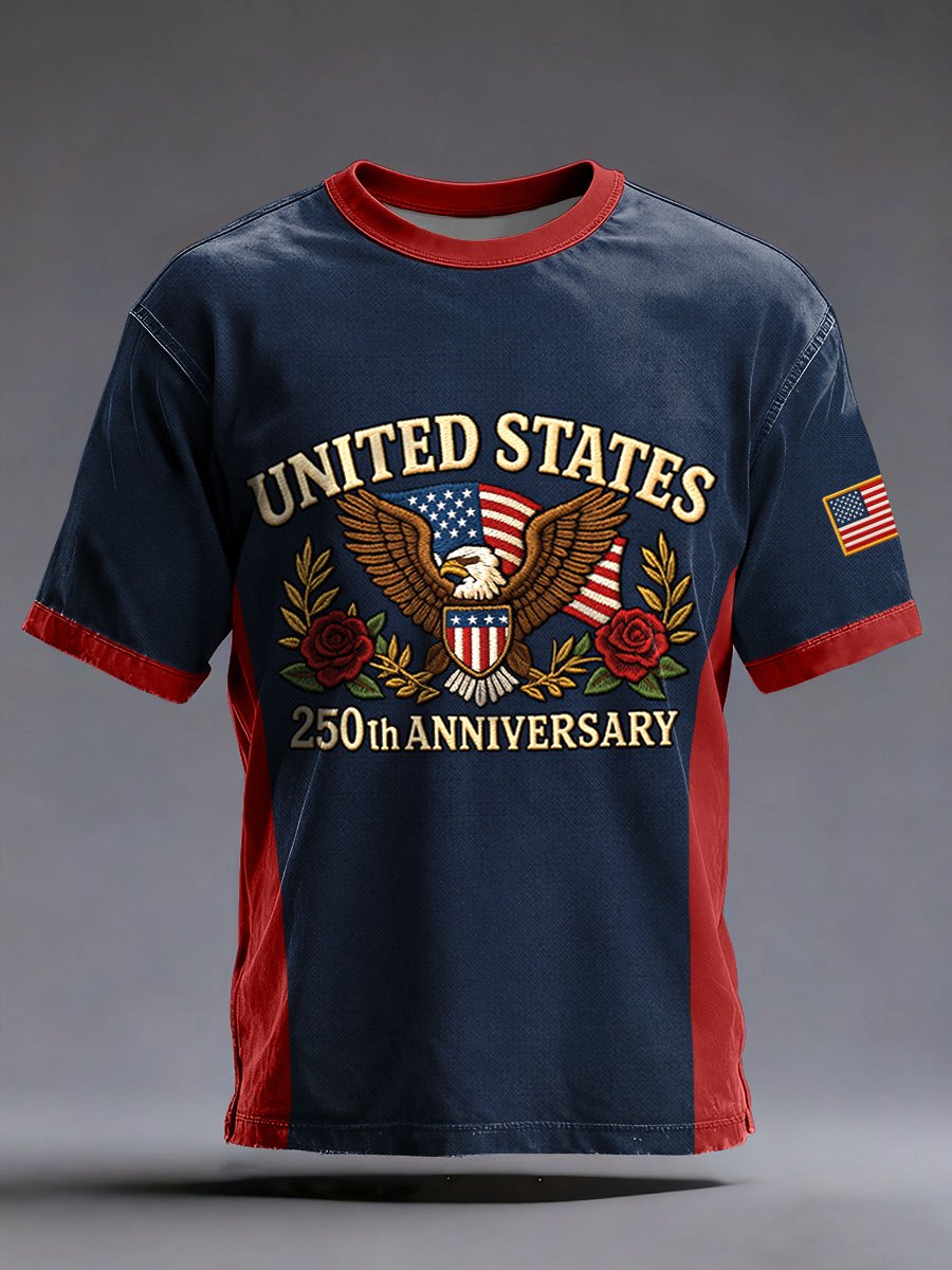 Camiseta casual American 250th Anniversary estampado de manga corta para hombre