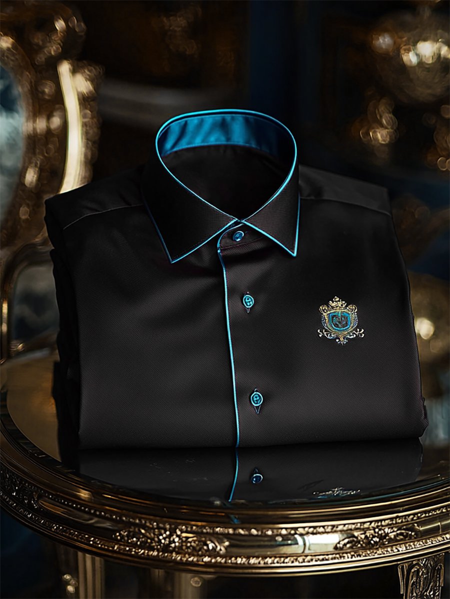 Camisa satén Luxe de manga larga con botones para hombre