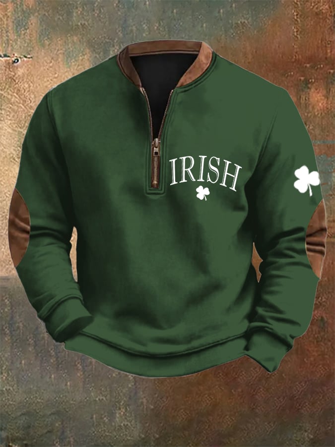 Sudadera Mens St. Patrick's Day Irish estampado cierre cuello