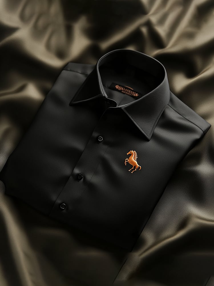 Camisa satén Luxe de manga larga con botones para hombre