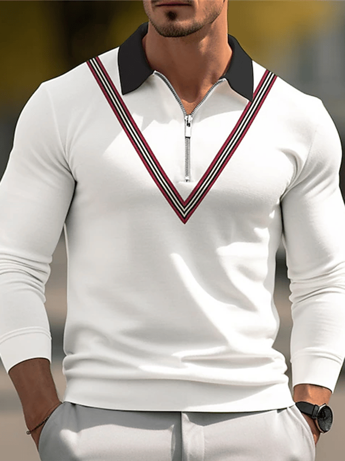 Camisa polo de moda estampado estampado solapa Pullover de manga larga