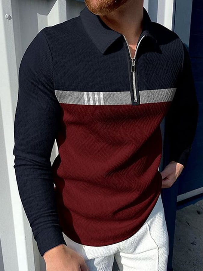 Camisa polo de moda estampado estampado solapa Pullover de manga larga