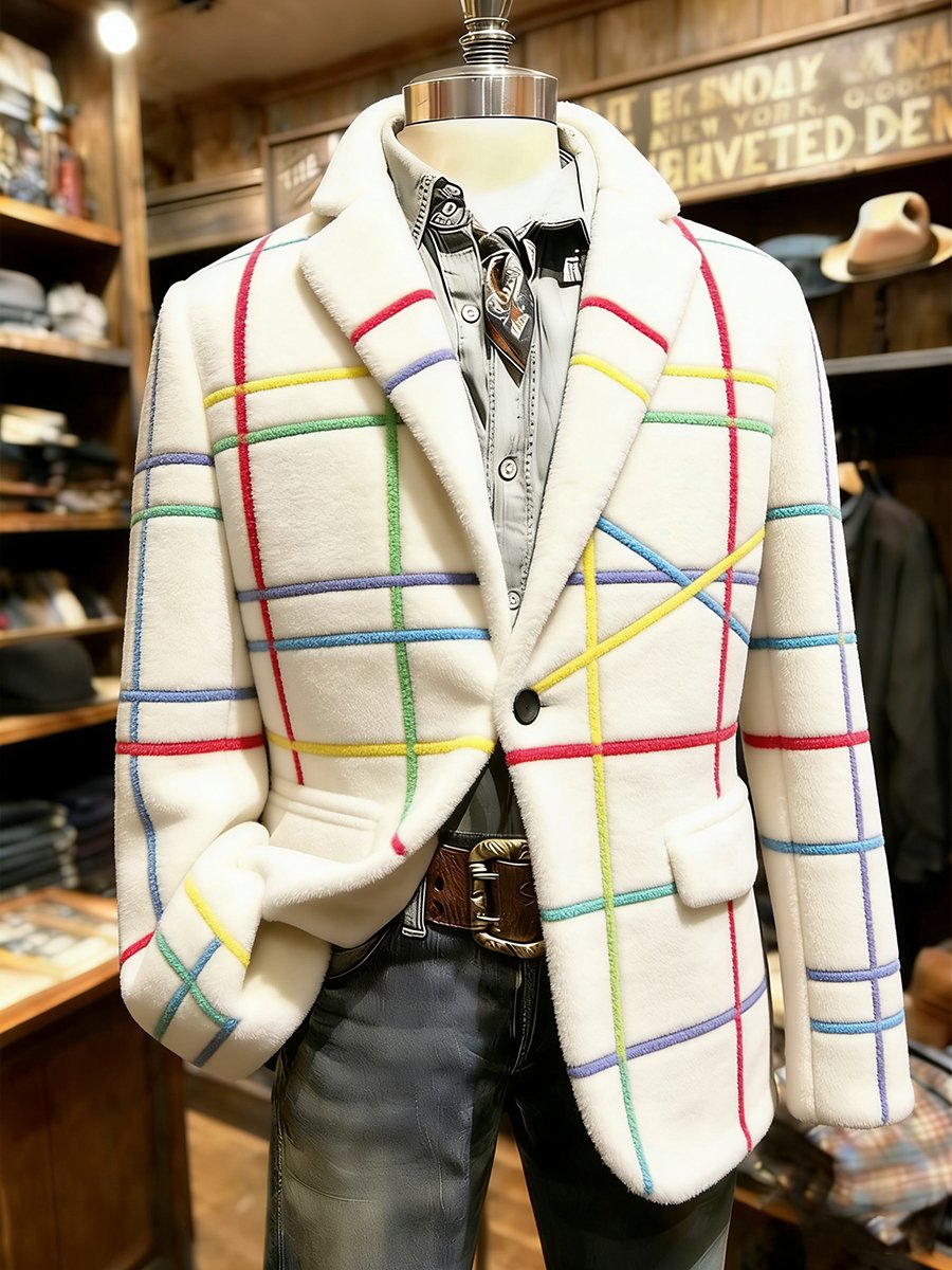 Chaqueta Artistic Line estampado Flannel solapa casual para hombre