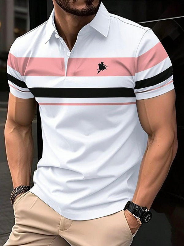 Camisa polo ejecutivo Logo con botones de manga corta para hombre