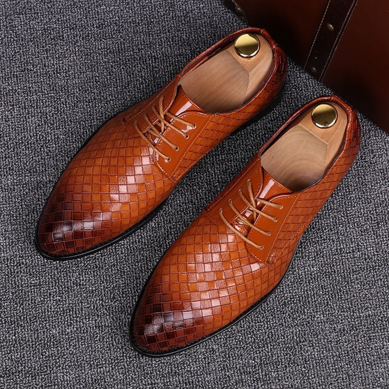 Zapatos ejecutivo casual Pointed Toe Patchpara trabajo a cuadros Faux cuero para hombre