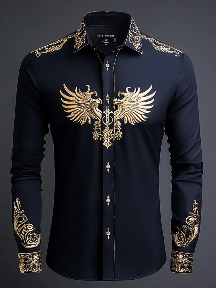 Camisa casual Abstract estampado de manga larga para hombre