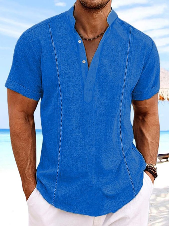 De color sólido casual Resorcamiseta para hombre